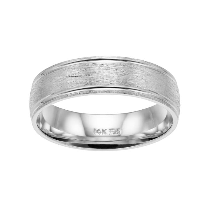 Men's 14k White Gold Wire Finish Wedding Band, Size: 8.50