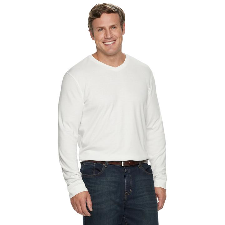 Big & Tall Croft & Barrow&reg; Classic-fit Easy-care V-neck Tee, Men's, Size: 4xl Tall, White