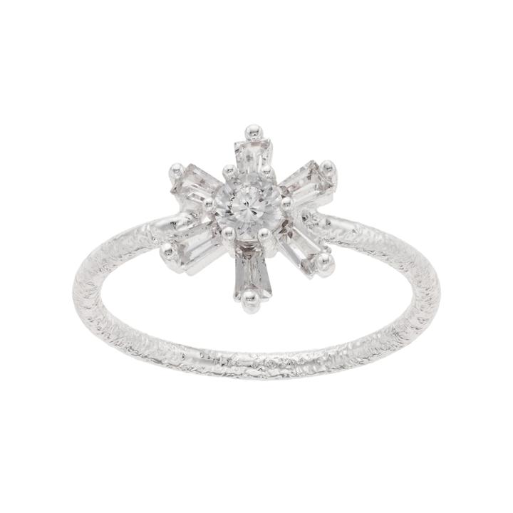 Lc Lauren Conrad Cubic Zirconia Baguette Flower Ring, Women's, Size: 7, Silver