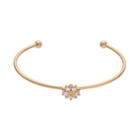 14k Gold Plated Crystal Flower Cuff Bracelet, Women's, Pink