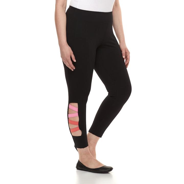 Plus Size French Laundry Lattice Capri Leggings, Women's, Size: 1xl, Black Bubble Coral