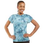 Women's Balance Collection Abigail Tie-dyed Short Sleeve Hoodie, Size: Medium, Med Blue