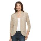 Women's Napa Valley Openwork Cardigan, Size: Large, Lt Brown