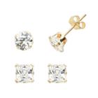 Renaissance Collection 10k Gold 2-ct. T.w. Stud Earring Set - Made With Swarovski Cubic Zirconia, Women's, White