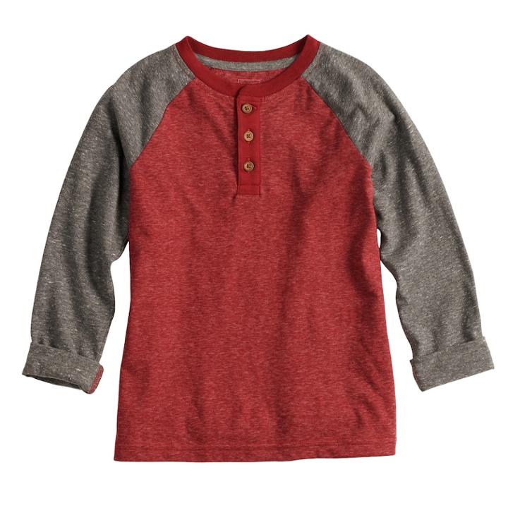 Boys 4-12 Sonoma Goods For Life&trade; Roll Tab Raglan Henley Top, Size: 10, Med Red