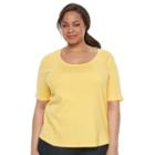 Croft & Barrow, Plus Size &reg; Scoopneck Tee, Women's, Size: 0x, Gold