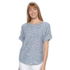 Women's Croft & Barrow&reg; Lace Up Short Sleeve Sweater, Size: Medium, Blue Other