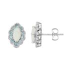 Sterling Silver Lab-created Opal & Blue Topaz Marquise Stud Earrings, Women's