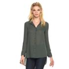 Women's Rock & Republic&reg; Lace-up High-low Blouse, Size: Xs, Grey
