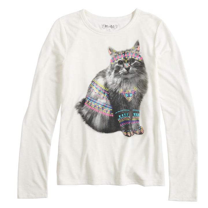 Girls 7-16 & Plus Size Mudd&reg; Long Sleeve Graphic Tee, Size: 14 1/2, White