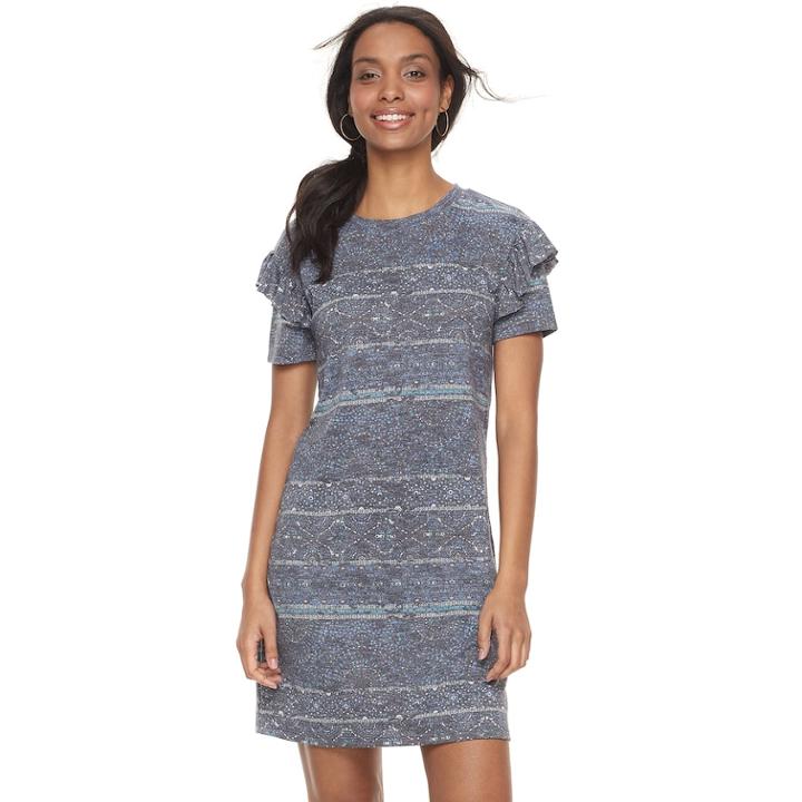 Women's Sonoma Goods For Life&trade; Ruffle T-shirt Dress, Size: Small, Dark Blue