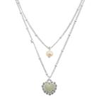 Lc Lauren Conrad Silver Tone Simulated Pearl, Simulated Crystal And Heart Charm Multistrand Necklace, Women's, Multicolor
