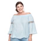 Plus Size Jennifer Lopez Off-the-shoulder Top, Women's, Size: 0x, Med Blue
