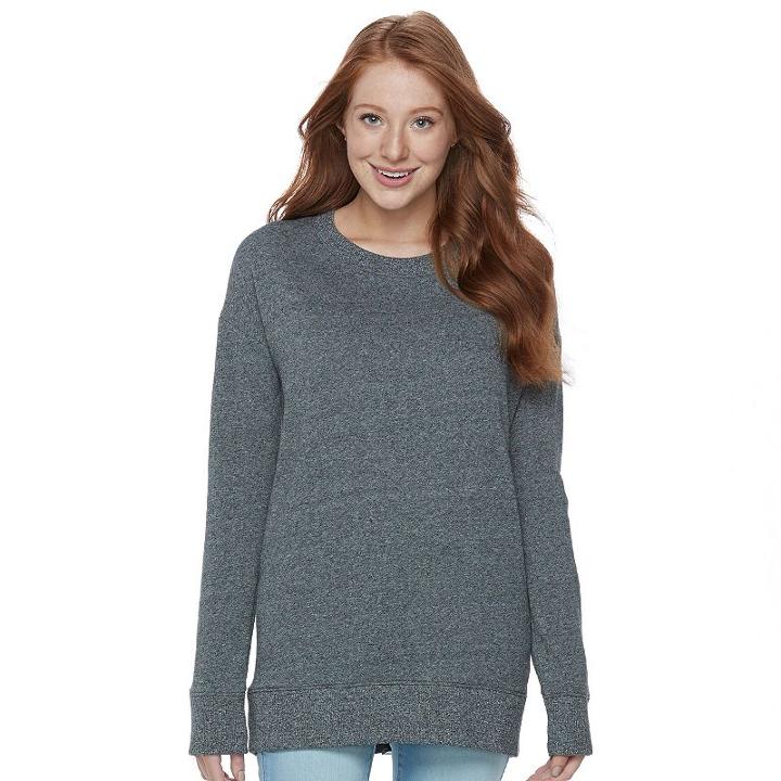 Juniors' So&reg; Boyfriend Tunic Sweatshirt, Teens, Size: Medium, Dark Grey