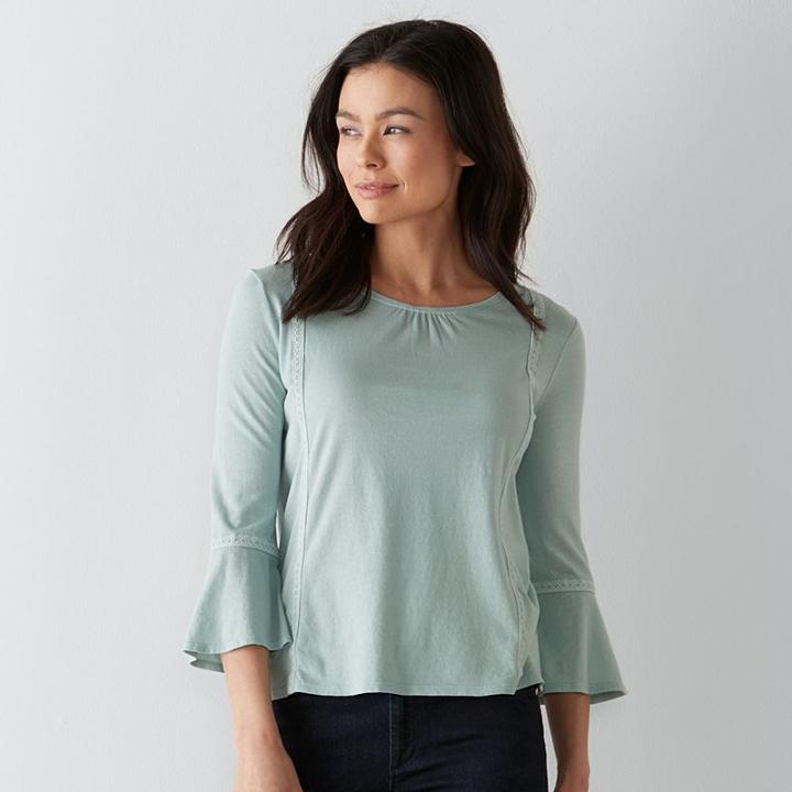 Petite Sonoma Goods For Life&trade; Flared Top, Women's, Size: Xl Petite, Turquoise/blue (turq/aqua)