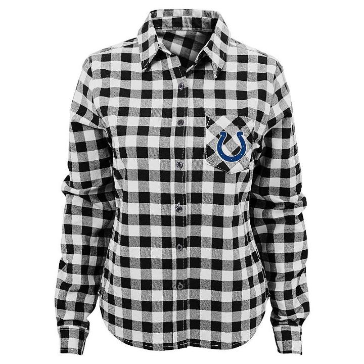 Juniors' Indianapolis Colts Buffalo Plaid Flannel Shirt, Women's, Size: Small, Black