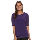 Women's Dana Buchman Pleat-back Layered Tee, Size: Medium, Purple