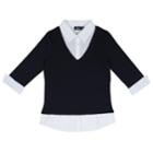 Girls 4-16 School Uniform 3/4-sleeve Layered Top, Size: 8-10, Blue (navy)