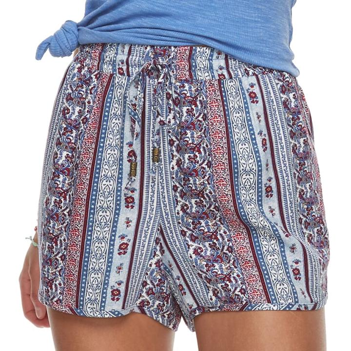 Juniors' Pink Republic Print Soft Shorts, Teens, Size: Large, Blue