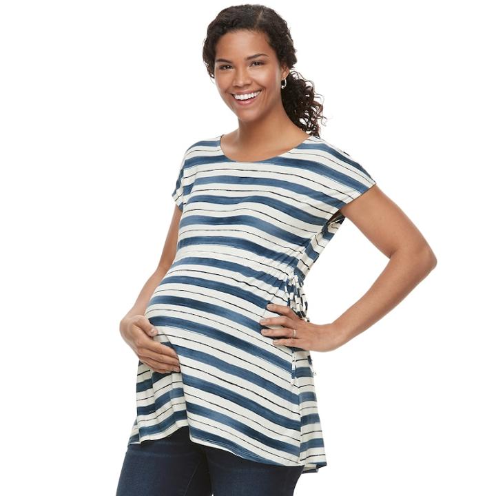 Maternity A:glow Empire Striped Tee, Women's, Size: Xs Maternity, Dark Blue
