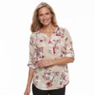 Women's Croft & Barrow&reg; Smocked Printed Top, Size: Small, Lt Beige