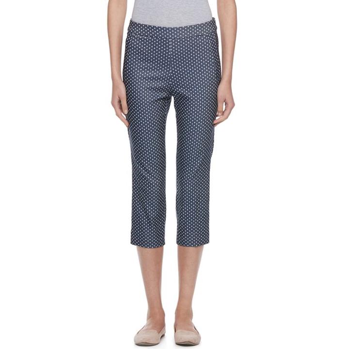 Women's Elle™ Pull-on Polka Dot Capris, Size: Small, Blue