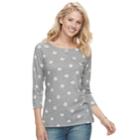 Women's' Sonoma Goods For Life&trade; 2-button Printed Tee, Size: Xl, Dark Grey