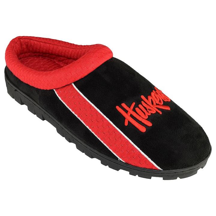 Adult Nebraska Cornhuskers Sport Slippers, Size: Small, Black