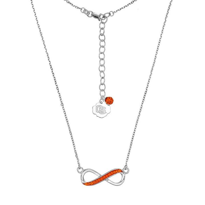 Oregon State Beavers Sterling Silver Crystal Infinity Necklace, Women's, Size: 18, Orange