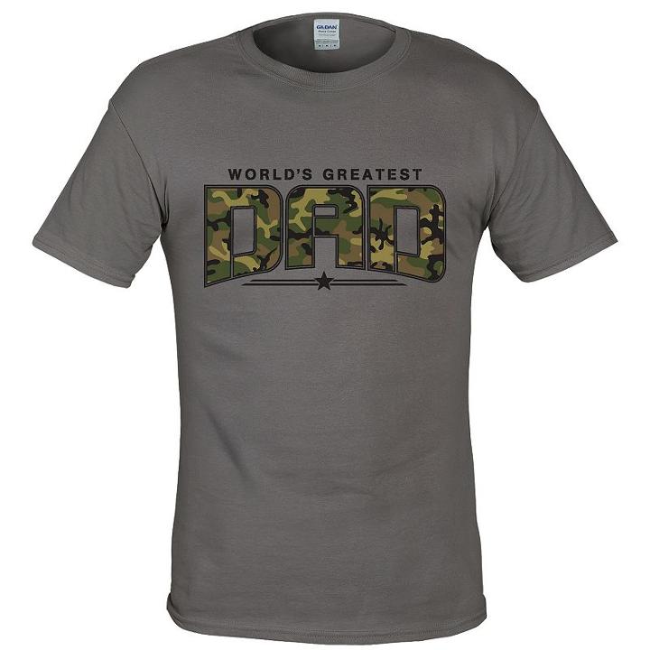Men's Camo World's Greatest Dad Tee, Size: Large, Grey