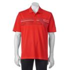 Men's Pebble Beach Classic-fit Chest-striped Performance Golf Polo, Size: Small, Dark Red