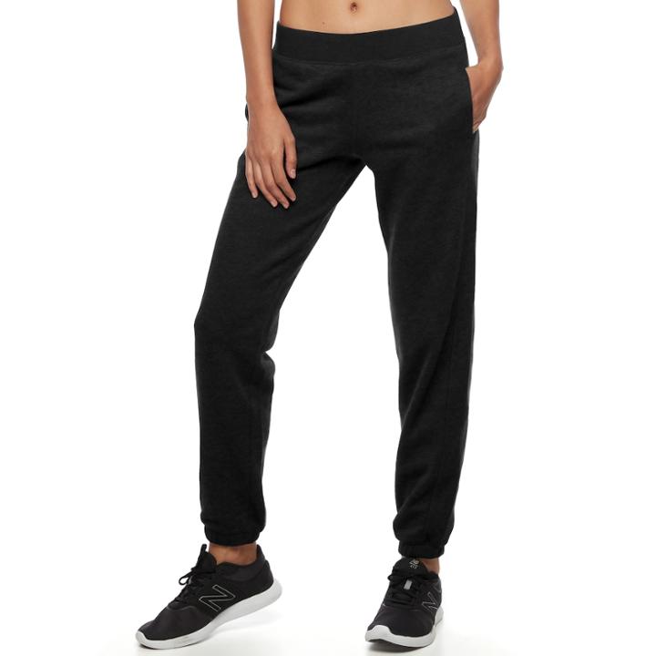 Women's Tek Gear&reg; Banded Hem Fleece Pants, Size: Large, Black