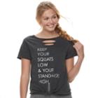 Juniors' So&reg; Cut-out Graphic Tee, Teens, Size: Xs, Black