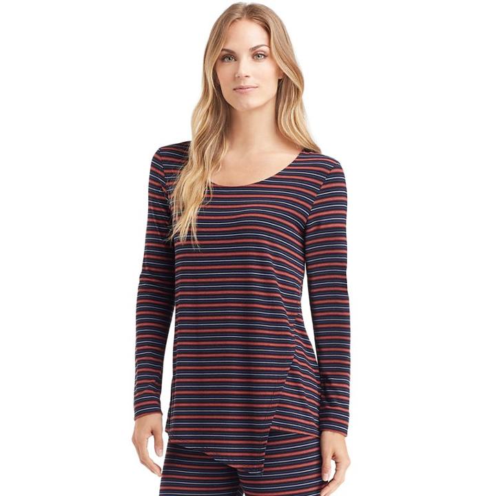 Women's Cuddl Duds Softwear Overlay Tee, Size: Xlrg Av/rg, Multi Stripe