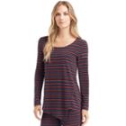 Women's Cuddl Duds Softwear Overlay Tee, Size: Xlrg Av/rg, Multi Stripe