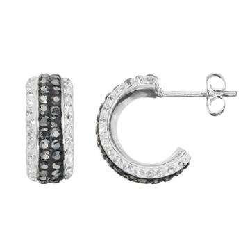 Chrystina Crystal Semi-hoop Earrings, Women's, Black