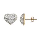 Crystal 14k Gold-bonded Sterling Silver Puffed Heart Stud Earrings, Women's, White