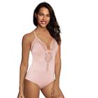 Women's Maidenform Casual Comfort Lounge Thong Bodysuit Dmcctb, Size: Medium, Light Pink