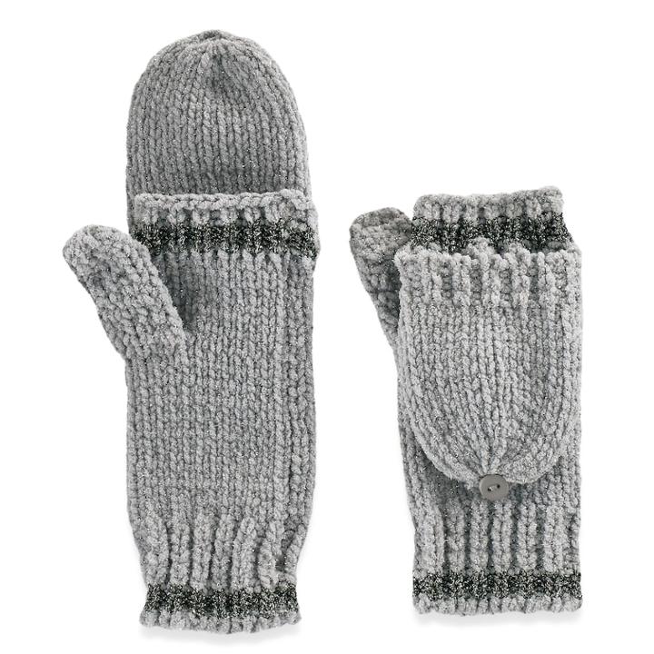 Women's So&reg; Chenille Flip-top Mittens, Grey