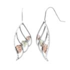 Black Hills Gold Tri-tone Openwork Leaf Drop Earrings In Sterling Silver, Women's, Grey