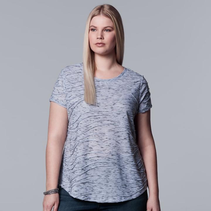 Plus Size Simply Vera Vera Wang Essential Windy Jacquard Tee, Women's, Size: 3xl, Lt Purple