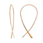18k Rose Gold Over Silver Curved Wire Threader Earrings, Women's, Pink