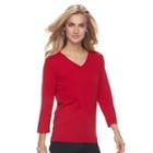 Women's Croft & Barrow&reg; V-neck Jersey Sweater, Size: Xl, Med Red