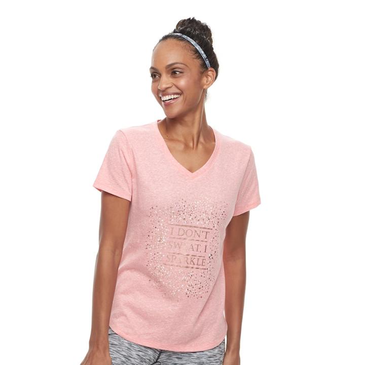 Women's Petite Tek Gear&reg; Core Short Sleeve Tee, Size: M Petite, Med Orange