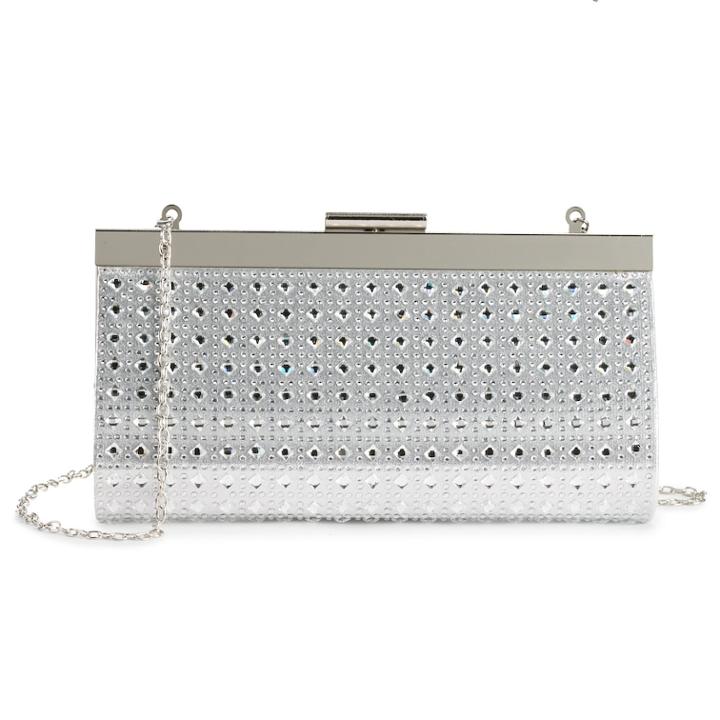 Lenore By La Regale Diamond Pattern Frame Clutch, Women's, Silver