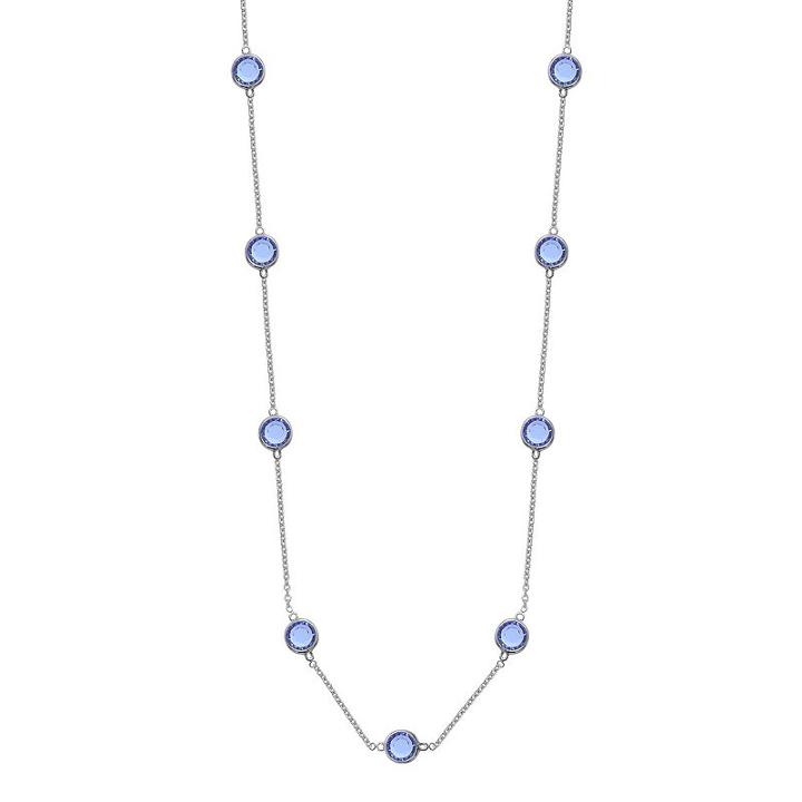 Brilliance Silver Plated Station Necklace With Swarovski Crystals, Women's, Blue