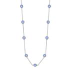 Brilliance Silver Plated Station Necklace With Swarovski Crystals, Women's, Blue