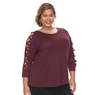 Plus Size Jennifer Lopez Crisscross Sleeve Top, Women's, Size: 3xl, Dark Red