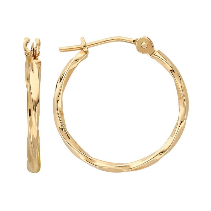 Everlasting Gold 10k Gold Twist Hoop Earrings, Women's, Yellow
