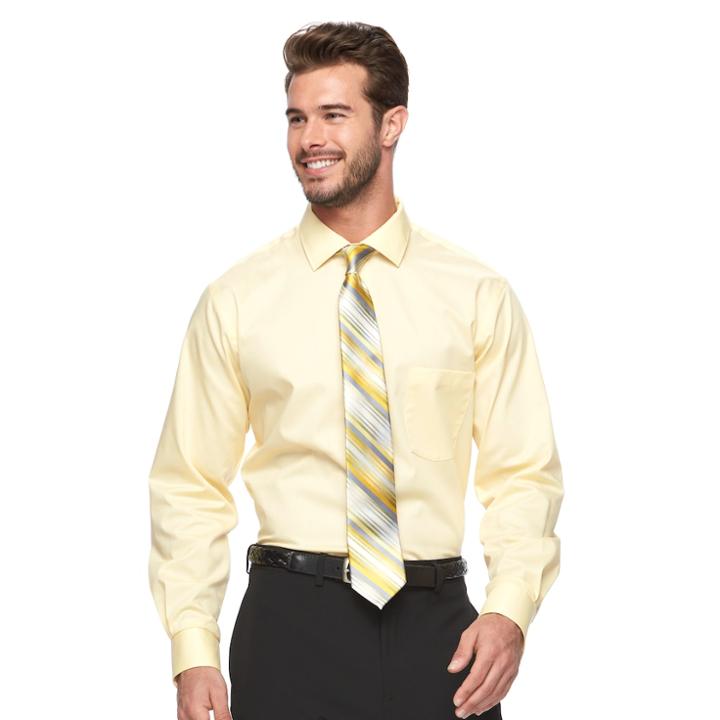 Big & Tall Van Heusen Flex-collar Dress Shirt, Men's, Size: 18 34/5b, Yellow Oth